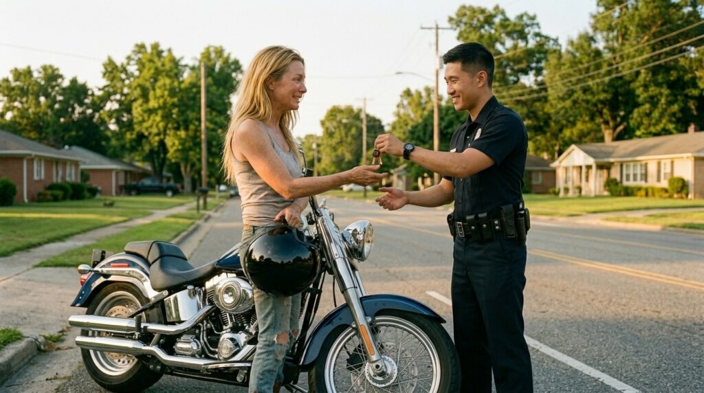 police officer handing 202604031017